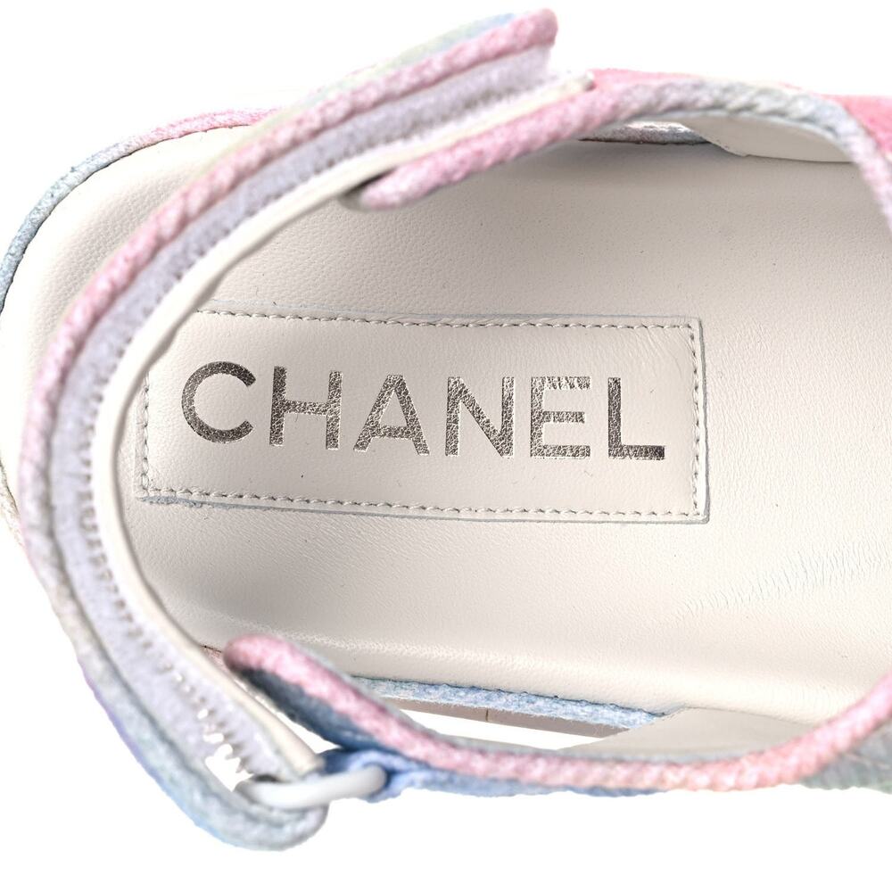Chanel NIB Interlocking CC Logo Rainbow Quilted Slingback Dad Sandals 41.5 NEW - Picture 6 of 12
